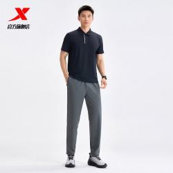 特步 夏季新款健身跑步裤+冰感polo衫短袖