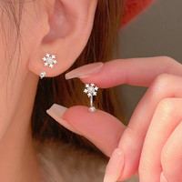 洛梵欣饰 925纯银针雪花耳钉小众养耳洞耳环轻奢女耳饰 雪花耳钉后挂款(两只价)