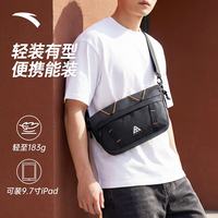 安踏 单肩包男女同款大容量休闲轻便斜挎包2026新款通勤轻量化胸包 曜石黑
