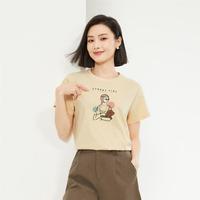 佐丹奴 夏季女式T恤纯棉名画印花女式T恤圆领针织休闲短袖T恤女款