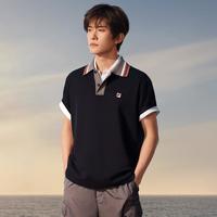 FILA 男装运动Polo衫男宽松撞色日常针织短袖上衣