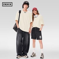 INXX 撞色品牌logo印花短袖T恤男2026夏新品坎车线装饰宽松上衣女
