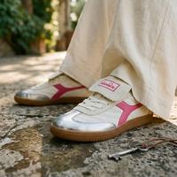 diadora 女款翻盖鞋舌运动鞋低帮运动休闲鞋Saunter FC 暖白/镭射银/热粉N1175 偏小,建议大半码 38