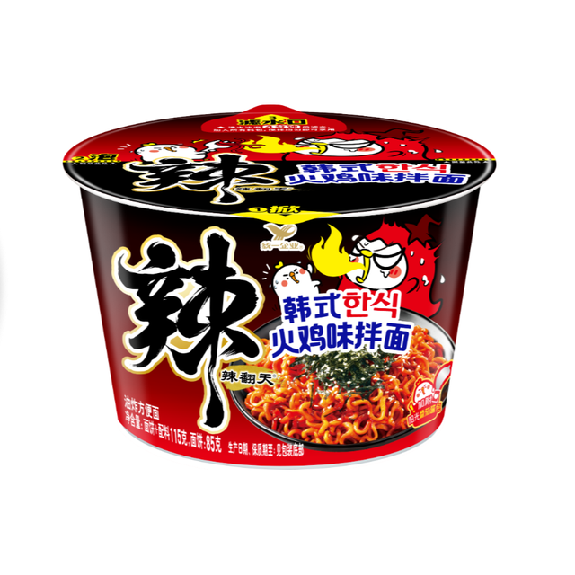 统一 辣翻天 韩式火鸡味拌面 115g*1碗 尝鲜装 方便面 泡面