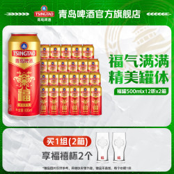 青岛啤酒 千禧临门 啤酒 500ml*12听*2箱