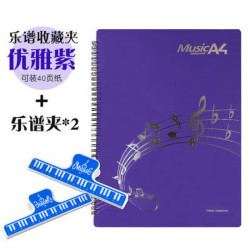 京巧 钢琴乐谱修改夹乐谱夹曲谱夹琴谱夹音乐学生文件夹袋40页A4曲谱本 紫色 +2