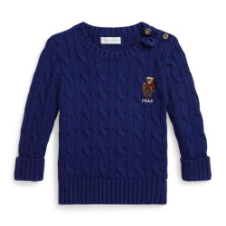 RALPH LAUREN Baby Boys Polo Bear Cable-Knit Cotton Sweater