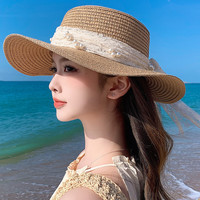 赫卡维 韩版平顶草帽女