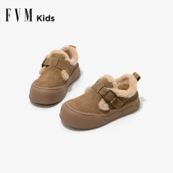 F.V.M FVM女童鞋子儿童二棉鞋雪地靴2026冬季新款加绒勃肯宝宝毛毛大童