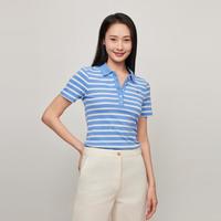 TOMMY HILFIGER 春夏女1985条纹五粒扣修身短袖T恤POLO衫