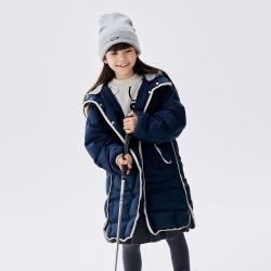 马拉丁 童装儿童风衣冬装女大童连帽可拆卸轻薄长款羽绒服