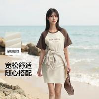 森马 女士插肩袖T恤裙 夏季字母印花宽松休闲连衣裙