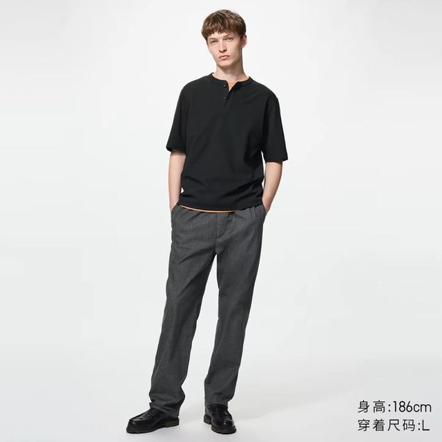 优衣库 弹力棉质舒适九分裤/牛仔风格加长款优衣库男装/休闲裤裤子491891