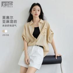 DUIBAI 薄款透气短袖衬衫女2026夏装宽松通勤衬衣