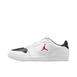 Jordan COURT CONNECT 板鞋 系带舒适 防滑透气 复古耐穿 真皮圆头 白色/健身红/黑色 42.5