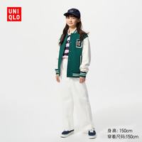 优衣库 童装男童女童宽松直筒长裤/拉链款宽腿阔腿裤裤子483505 481431/01乳白色