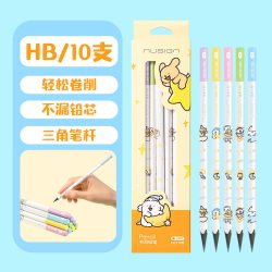 得力 纽赛线条小狗联名三角杆黑木书写铅笔小学生专用一二年级铅笔HB2B不易断无铅毒幼儿园铅笔绘画