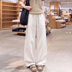 雅鹿 女士亚麻裤 2026新款夏季薄款休闲直筒阔腿裤