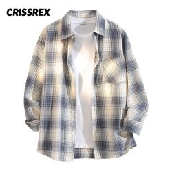 CRISSREX 男士宽松潮流格子衬衫 春夏款