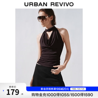 UR UR2026夏季新款女装魅力复古挂脖荡领露背修身背心UWG460100 黛紫 XS