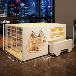 颜序 全景家用猫窝猫笼子猫别墅带厕所一体室内大空间猫咪屋舍小型猫柜