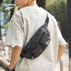Reebok 潮流斜挎包 深灰色 运动腰包