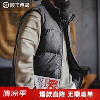 马登 工装美式户外保暖夹棉马甲黑色山系立领无袖背心坎肩外套男 墨黑色 S