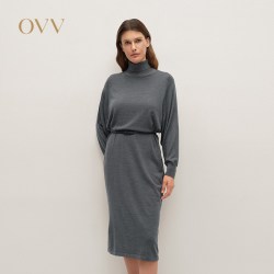 OVV 秋冬新款女装时髦简约长袖连衣裙