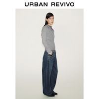 URBAN REVIVO UWM860025 做旧水洗弯刀牛仔裤