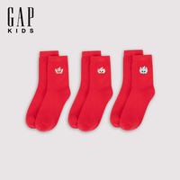 Gap 儿童春季款 刺绣袜子 三件装 676954 均码