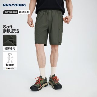 NVG·YOUNG navigare小帆船宽松五分裤男多口袋工装休闲裤中裤透气