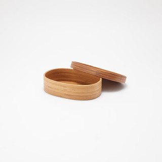 MUJI/無印良品 炭化竹收纳盒 椭圆形 浅型 小号