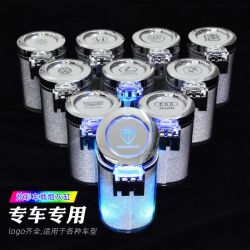 车载烟灰缸车内LED灯七彩出风口悬挂式个性创意带盖车用烟灰盒男