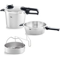 Fissler vitavit 高级压力锅套装，4 件套（6升- 直径22 cm 和2.5升-直径 22 cm煎锅）包括金属盖，插入件
