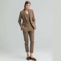 Tzee系列 明星款职场精致通勤单排扣西装马甲九分裤女士套装