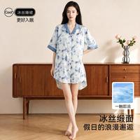 顶瓜瓜 睡裙夏季女薄款高级感可外穿小个子翻领短袖家居服