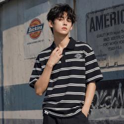 Dickies 潮牌撞色条纹短袖Polo衫男士2026夏季薄款休闲翻领上衣款