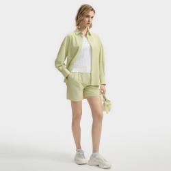 FILA 女装女式衬衫时尚休闲凉感女士宽松翻领梭织长袖衬衫