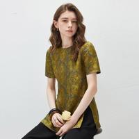科蒙博卡 女士新中式桑蚕丝花衬衫