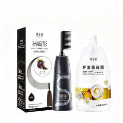 韩金靓 染发梳植物纯免漂 黑茶色 180ml