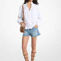 MICHAEL KORS 女士衬衫 Floral Embroidered Cotton Voile Blouse