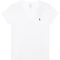 RALPH LAUREN 女款纯色Logo刺绣V领短袖T恤