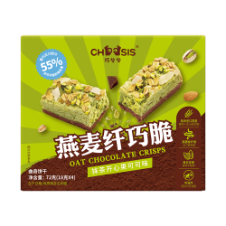 巧兮兮 黑巧克力抹茶燕麦纤巧脆 72g 谷物棒