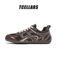 Tcellars 复古休闲德训鞋 平底舒适板鞋  咖啡棕