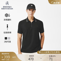 Brooks Brothers 凉感撞色拼接拉链POLO衫 夏季新款通勤短袖