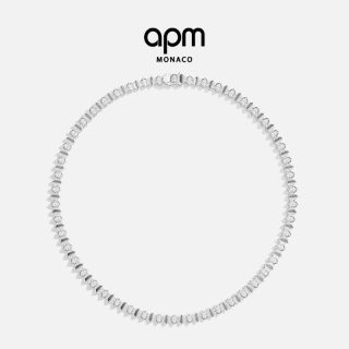 APM Monaco 白色Up and Down项链几何波浪中性风锁骨链项圈礼物