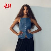 H&M 女装 通勤时尚牛仔吊带上衣 1318586