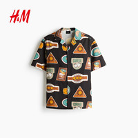 H&M HM男装衬衫2026夏季新款宽松版型古巴领衬衫1340548