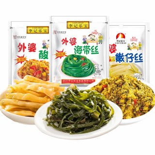今日必买：李记乐宝 外婆酸菜海带丝嫩菜丝15袋香辣脆爽开味下饭菜开袋即食