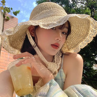 目丸 蕾丝花边大帽檐帽子 防晒帽 儿童款/成人款